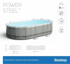 Bestway Power Steel Oval Zwembad - 427 X 250 X 100 Cm - Met Filterpomp En Accessoires -Bestway Verkoopwinkel 900 989 56620 01 power steel