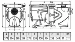 DAB E-Swim 300 M Variabele Zwembadpomp -Bestway Verkoopwinkel technische gegevens 2